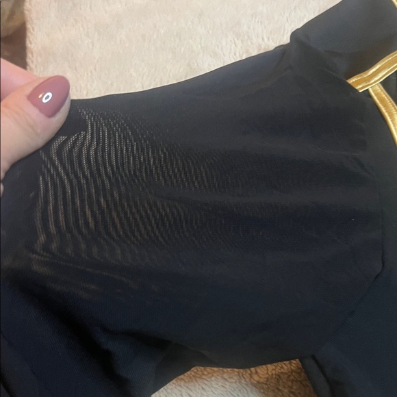 Sexy Black Dress with Sheer & Gold Accents sz 2X with stretch - Picture 6 of 15
